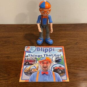 2020 Talking Blippi Figure & "Things that Go!" Paperback Childrens Book Stickers